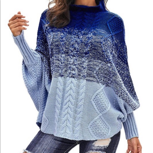 1 left! blue ombré poncho sweater - Picture 2 of 6